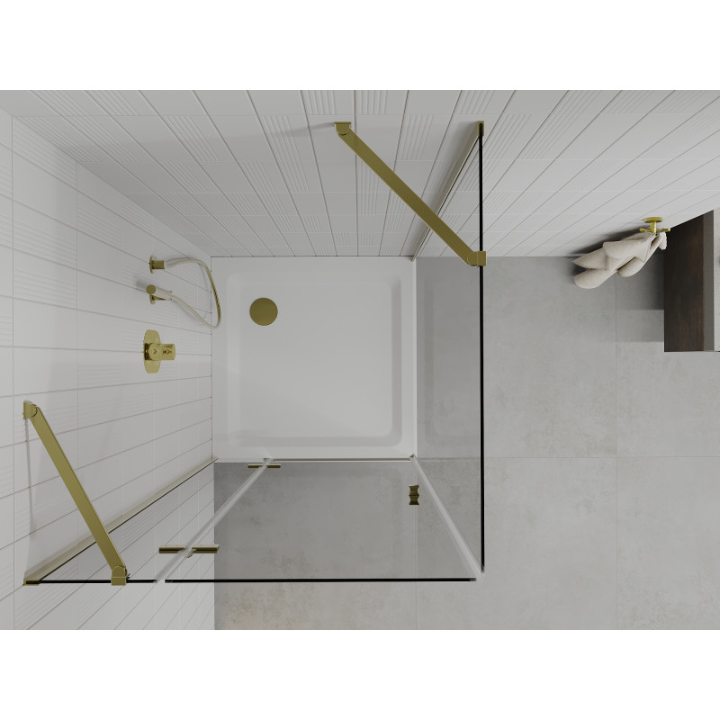 Mexen Roma 90 x 90 cm Swing Shower Cabin, Transparent, Gold + Flat Shower Tray - 854-090-090-50-00-4010