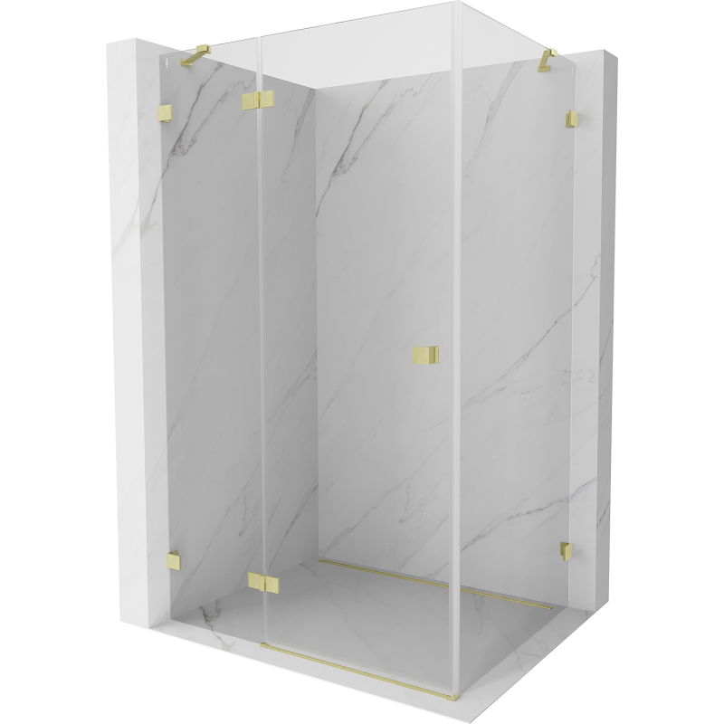 Mexen Lunar Shower Enclosure Left Hinged 75 x 70 cm, Transparent, Brushed Gold - 834-075-070-55-00-L