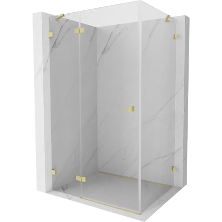 Mexen Lunar Left Hinged Shower Enclosure 85 x 70 cm, Transparent, Brushed Gold - 834-085-070-55-00-L