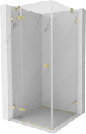 Mexen Lunar Left Hinged Shower Enclosure 80 x 80 cm, Transparent, Brushed Gold - 834-080-080-55-00-L