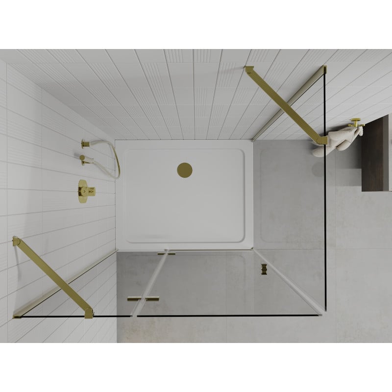 Mexen Roma pivot shower cabin 70 x 100 cm, transparent, gold + Flat shower tray - 854-070-100-50-00-4010