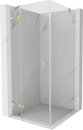 Mexen Lunar left hinged shower enclosure 100 x 100 cm, transparent, brushed gold - 834-100-100-55-00-L