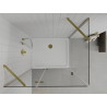 Mexen Roma hinged shower cabin 90 x 70 cm, transparent, gold + Flat shower tray - 854-090-070-50-00-4010