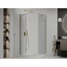 Mexen Roma hinged shower cabin 100 x 80 cm, transparent, gold + Flat shower tray - 854-100-080-50-00-4010