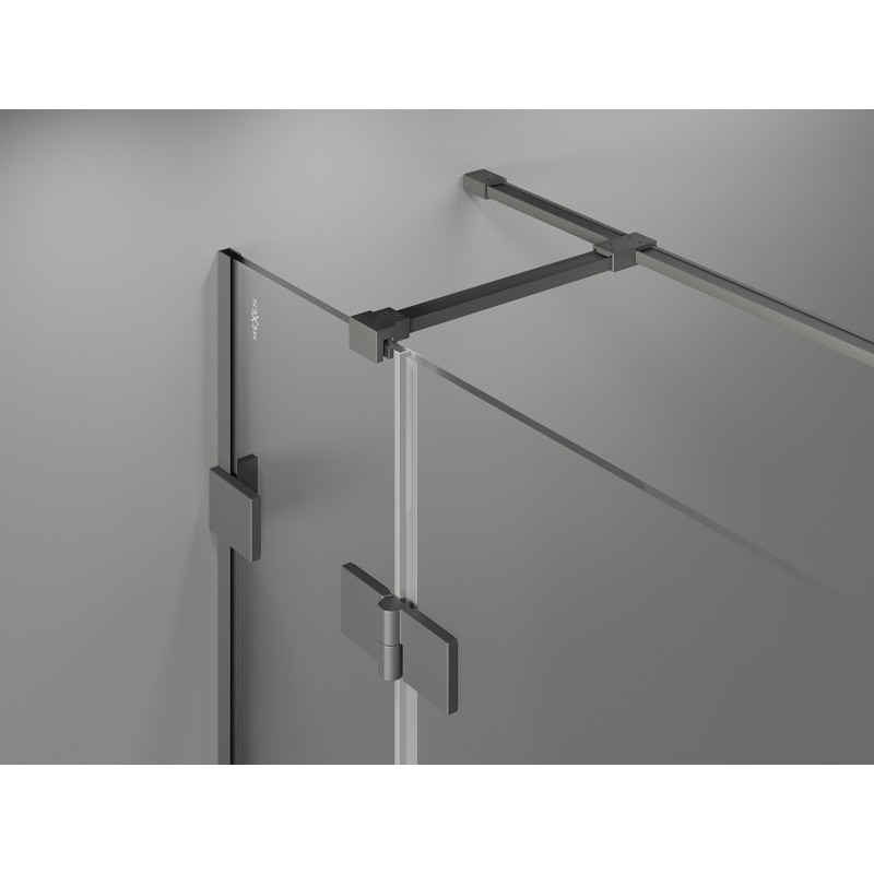 Mexen Lunar T left hinged shower enclosure 130 x 120 cm, transparent, gun metal - 834T-130-120-95-00-L