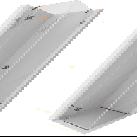 Mexen Lunar left-side hinge shower enclosure 70 x 70 cm, transparent, rose gold - 834-070-070-60-00-L