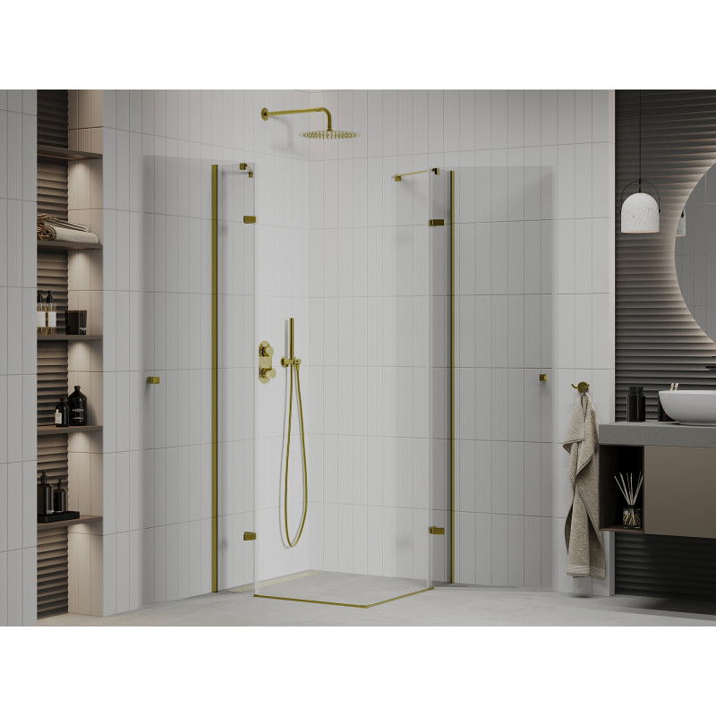 Mexen Roma Duo Hinged Shower Enclosure 70 x 70 cm, Transparent, Gold - 854-070-070-50-00-02