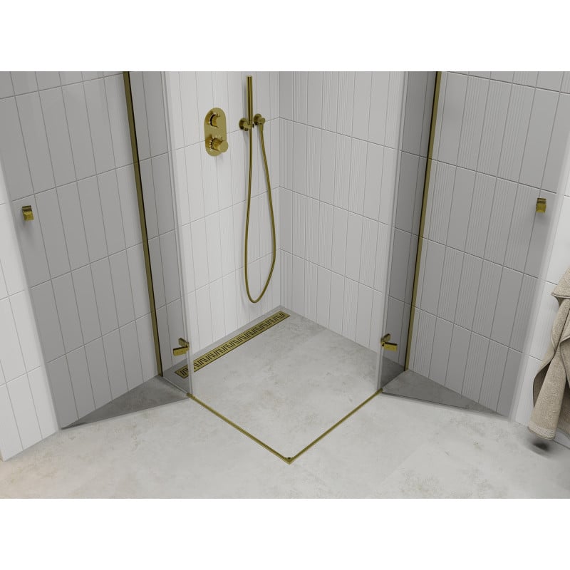 Mexen Roma Duo Pivot Shower Enclosure 70 x 70 cm, Transparent, Gold - 854-070-070-50-00-02