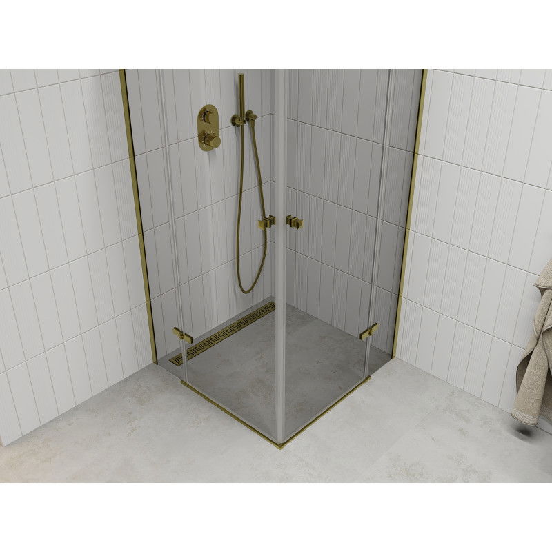 Mexen Roma Duo pivot shower cabin 80 x 80 cm, transparent, gold - 854-080-080-50-00-02