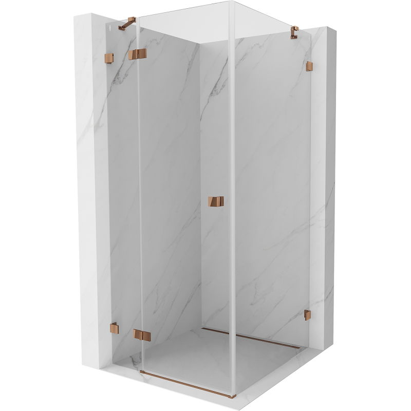 Mexen Lunar left pivot shower enclosure 90 x 90 cm, transparent, rose gold - 834-090-090-60-00-L