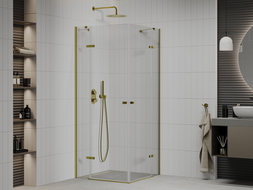 Mexen Roma Duo hinged shower cubicle 90 x 90 cm, Transparent, Gold - 854-090-090-50-00-02