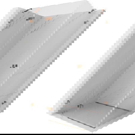 Mexen Lunar shower cabin hinged left 100 x 90 cm, transparent, rose gold - 834-100-090-60-00-L