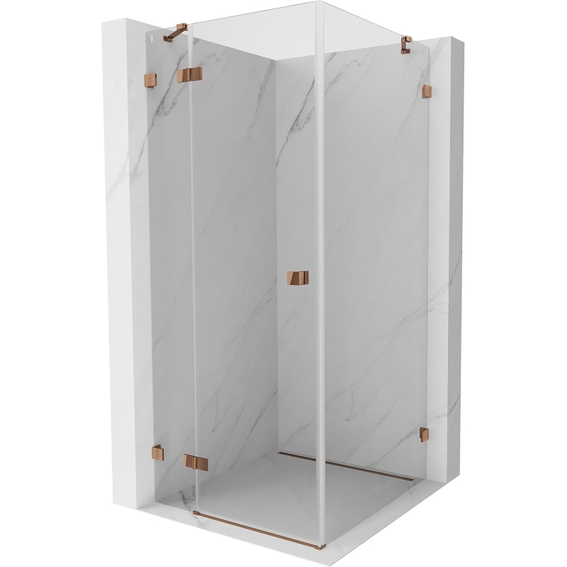 Mexen Lunar left-hinged shower cabin 100 x 100 cm, transparent, rose gold - 834-100-100-60-00-L
