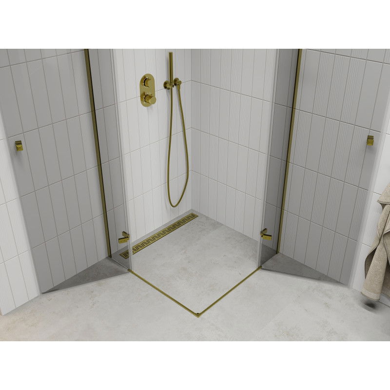 Mexen Roma Duo Hinged Shower Enclosure 100 x 100 cm, Transparent, Gold - 854-100-100-50-00-02
