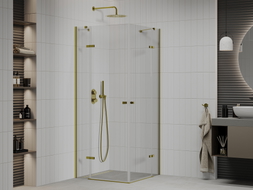 Mexen Roma Duo Swing Shower Cabin 100 x 100 cm, Transparent, Gold - 854-100-100-50-00-02