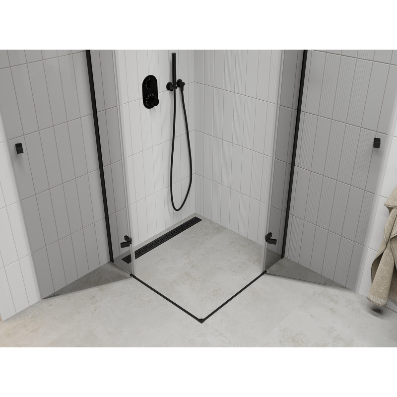 Mexen Roma Duo Hinged Shower Enclosure 80 x 80 cm, Transparent, Black - 854-080-080-70-00-02