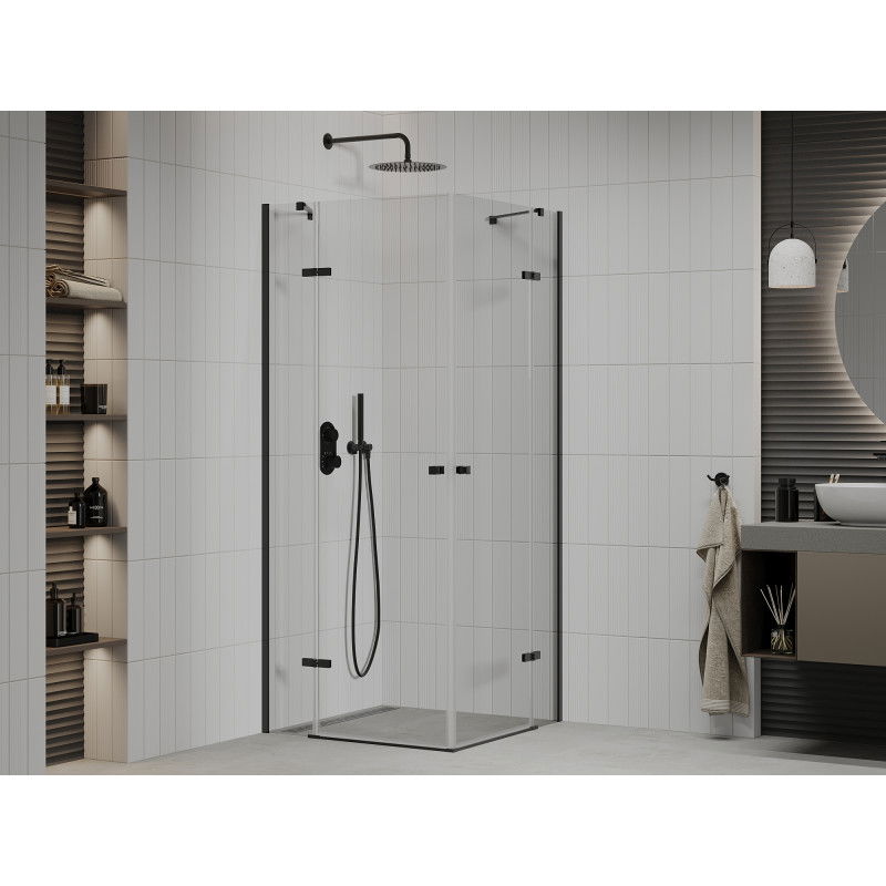 Mexen Roma Duo swing shower cabin 80 x 80 cm, transparent, black - 854-080-080-70-00-02