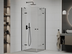 Mexen Roma Duo hinged shower cubicle 80 x 80 cm, Transparent, Black - 854-080-080-70-00-02
