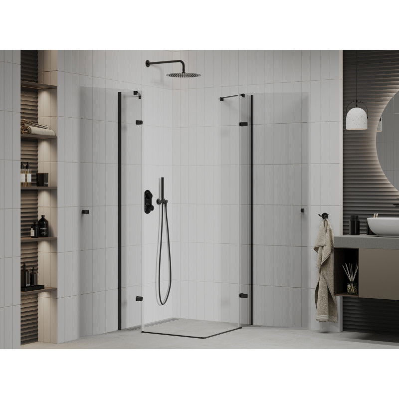 Mexen Roma Duo 90 x 90 cm pivot shower enclosure, transparent, black - 854-090-090-70-00-02