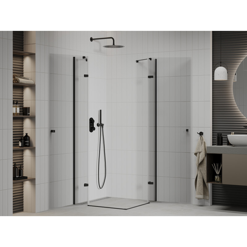 Mexen Roma Duo shower cabin with hinged doors 90 x 90 cm, transparent, black - 854-090-090-70-00-02