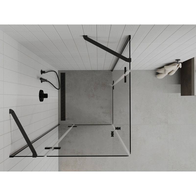 Mexen Roma Duo 90 x 90 cm pivot shower enclosure, transparent, black - 854-090-090-70-00-02