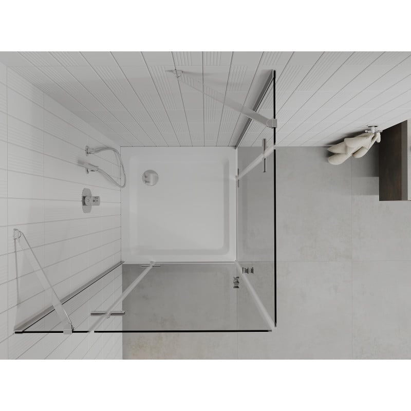 Mexen Roma Duo Swing Shower Enclosure 70 x 70 cm, Transparent, Chrome + Flat Tray - 854-070-070-01-02-4010