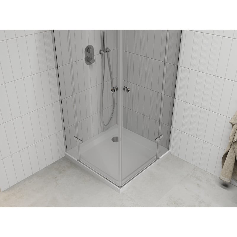 Mexen Roma Duo shower cabin with hinged door 90 x 90 cm, transparent, chrome + Flat tray - 854-090-090-01-02-4010