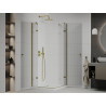Mexen Roma Duo swing shower cabin 80 x 80 cm, transparent, gold + Flat shower tray - 854-080-080-50-02-4010G