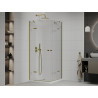 Mexen Roma Duo swing shower cabin 80 x 80 cm, transparent, gold + Flat shower tray - 854-080-080-50-02-4010G