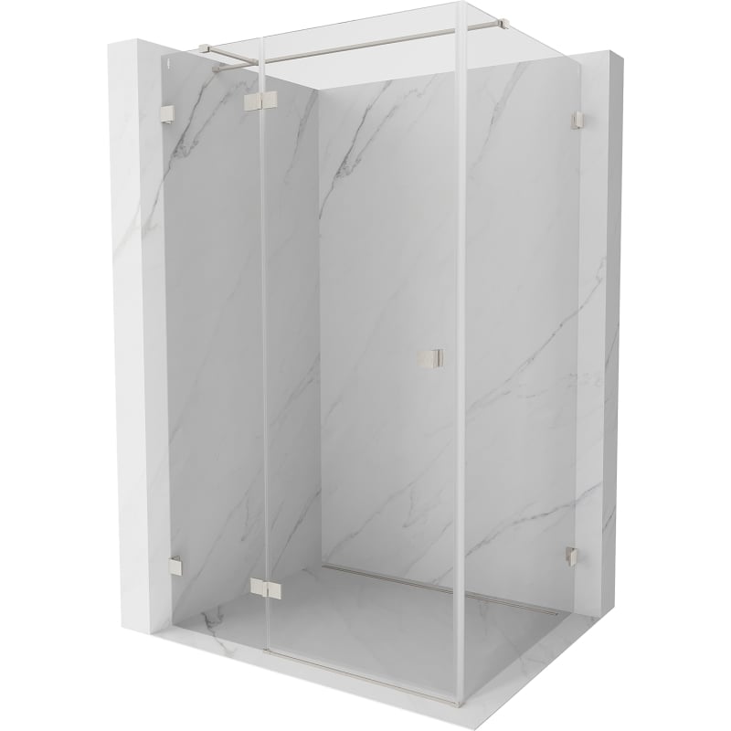 Mexen Lunar T left-hinged shower cabin 130 x 120 cm, transparent, brushed nickel - 834T-130-120-97-00-L