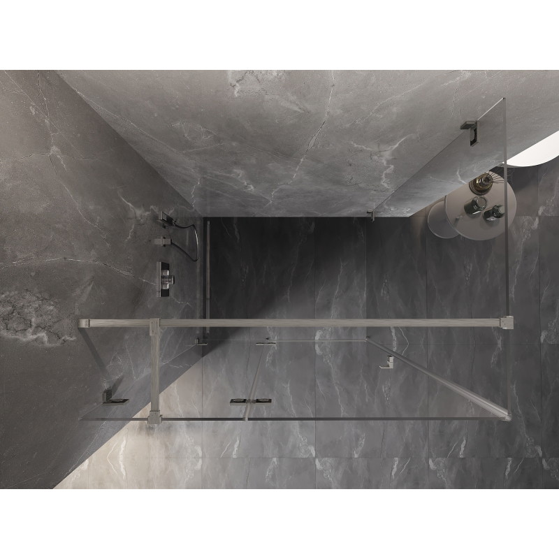 Mexen Lunar T left-hinged shower cabin 130 x 120 cm, transparent, brushed nickel - 834T-130-120-97-00-L