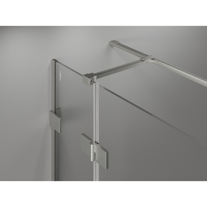 Mexen Lunar T left-hinged shower cabin 130 x 120 cm, transparent, brushed nickel - 834T-130-120-97-00-L