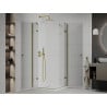 Mexen Roma Duo 90 x 90 cm Hinged Shower Enclosure, Transparent, Gold + Flat Tray - 854-090-090-50-02-4010G