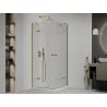 Mexen Roma Duo 90 x 90 cm Hinged Shower Enclosure, Transparent, Gold + Flat Tray - 854-090-090-50-02-4010G