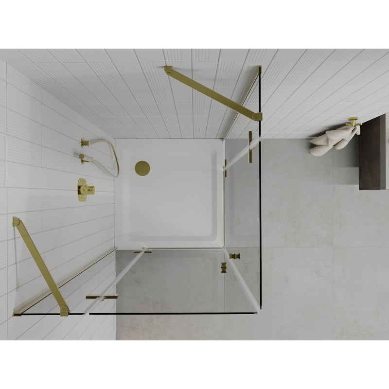 Mexen Roma Duo shower cabin with hinged doors 100 x 100 cm, transparent, gold + Flat tray - 854-100-100-50-02-4010G