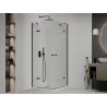 Mexen Roma Duo pivot shower cabin 90 x 90 cm, transparent, black + Flat shower tray - 854-090-090-70-02-4010B