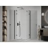 Mexen Roma Duo 100 x 100 cm Hinged Shower Enclosure, Transparent, Black + Flat Tray - 854-100-100-70-02-4010B