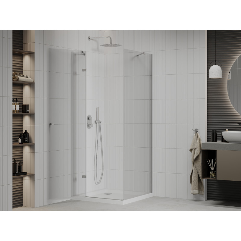 Mexen Roma hinged shower cabin 90 x 90 cm, transparent, chrome + Flat tray - 854-090-090-01-00-4010