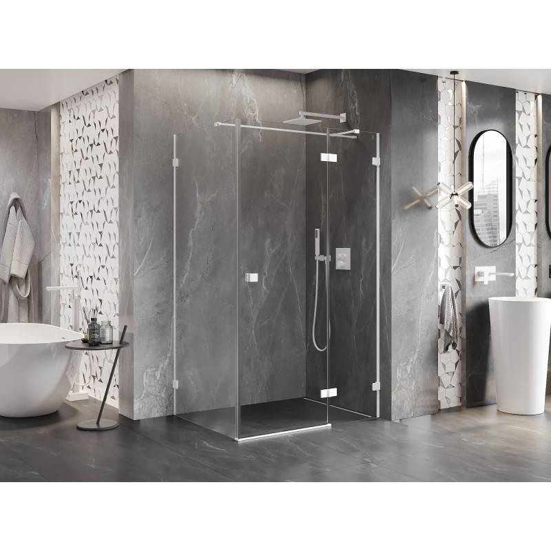 Mexen Lunar T right-hinged shower cabin 120 x 80 cm, transparent, white - 834T-120-080-20-00-P
