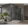Mexen Omega sliding shower enclosure 100 x 100 cm, transparent, black + Flat shower tray, white - 825-100-100-70-00-4010B
