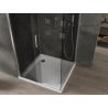 Mexen Omega sliding shower cabin 100 x 100 cm, graphite, chrome + Flat shower tray, white - 825-100-100-01-40-4010