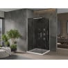 Mexen Omega sliding shower cabin 100 x 100 cm, graphite, chrome + Flat shower tray, white - 825-100-100-01-40-4010