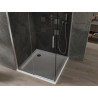 Mexen Omega sliding shower cabin 100 x 100 cm, graphite, chrome + Flat shower tray, white - 825-100-100-01-40-4010