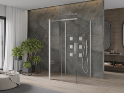 Mexen Omega 3-walled shower enclosure, sliding 100 x 100 cm, transparent, chrome - 825-100-100-01-00-3S