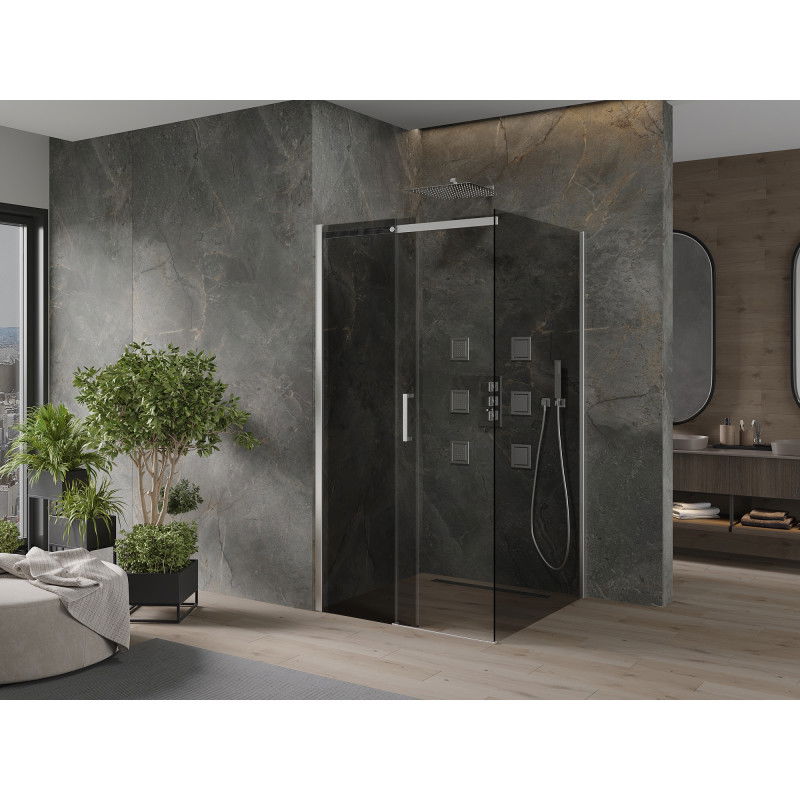 Mexen Omega 100 x 100 cm Sliding Shower Enclosure, Graphite, Chrome - 825-100-100-01-40