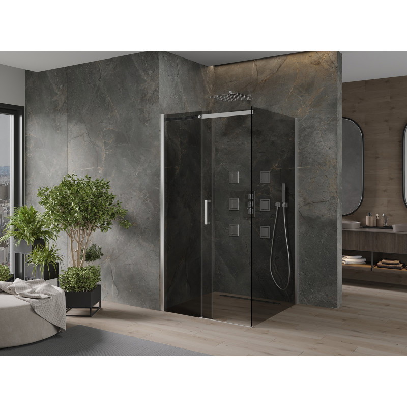 Mexen Omega sliding shower cabin 100 x 100 cm, graphite, chrome - 825-100-100-01-40