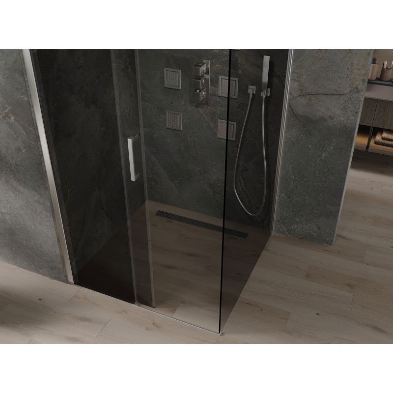 Mexen Omega 100 x 100 cm Sliding Shower Enclosure, Graphite, Chrome - 825-100-100-01-40