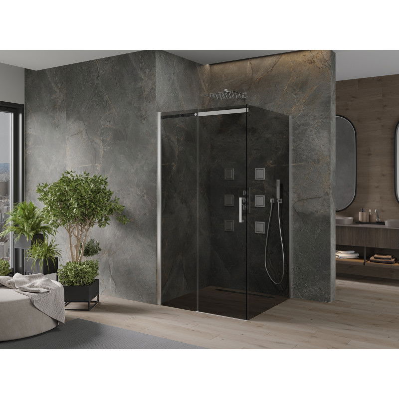 Mexen Omega 100 x 100 cm Sliding Shower Enclosure, Graphite, Chrome - 825-100-100-01-40
