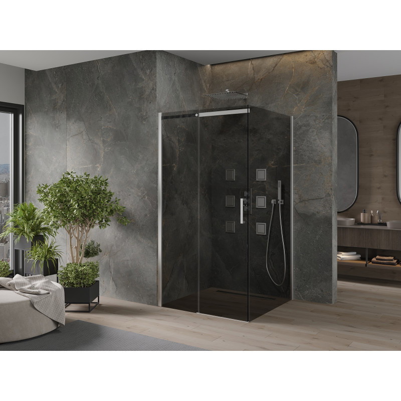 Mexen Omega sliding shower cabin 100 x 100 cm, graphite, chrome - 825-100-100-01-40