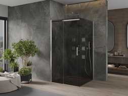 Mexen Omega extendable shower cubicle 100 x 100 cm, Graphite, Chrome - 825-100-100-01-40